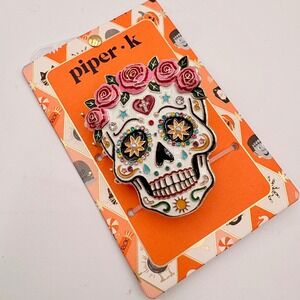 Piper K Sugar Skull Hair Claw Clip Day of the Dead Calavera  Dia de Los Muertos